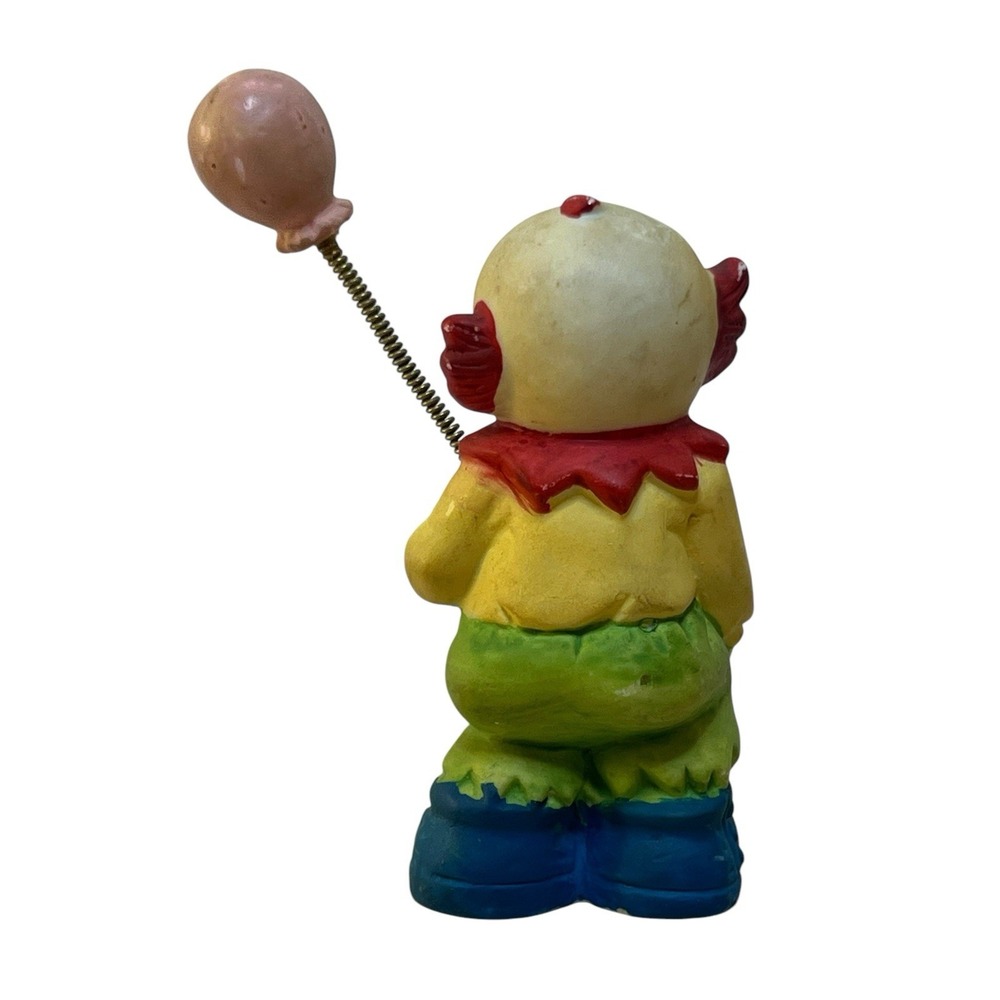 Vintage Hand Painter Porcelain Clown with Balloon on Spring Figurine Korea - Picture 3 of 9
